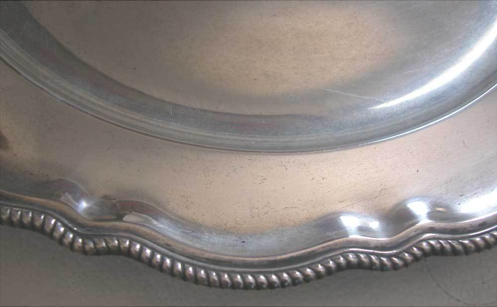 AUSTRO HUNGARIAN ANTIQUE FINE SOLID SILVER ROUND CURVED PLATTER OR TRAY