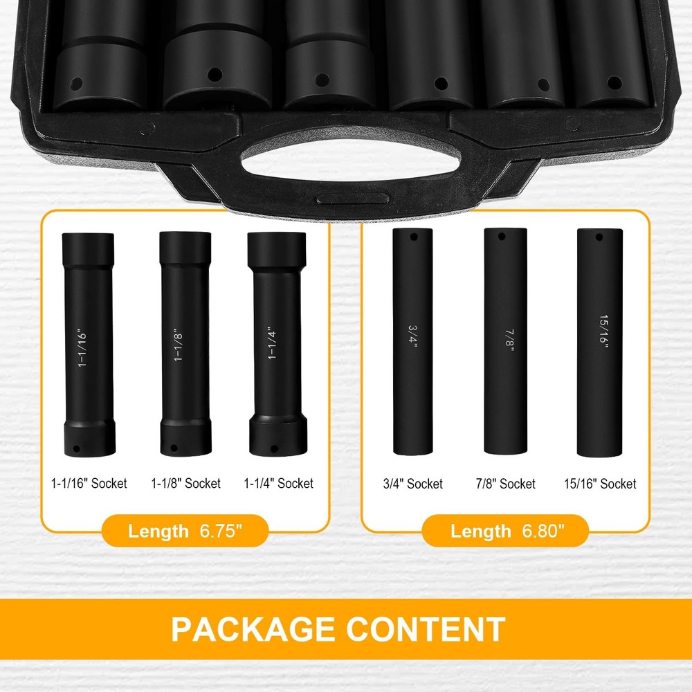 1/2 Inch Drive Heavy Duty Extended Length Extra-Deep Length Impact Socket Set...