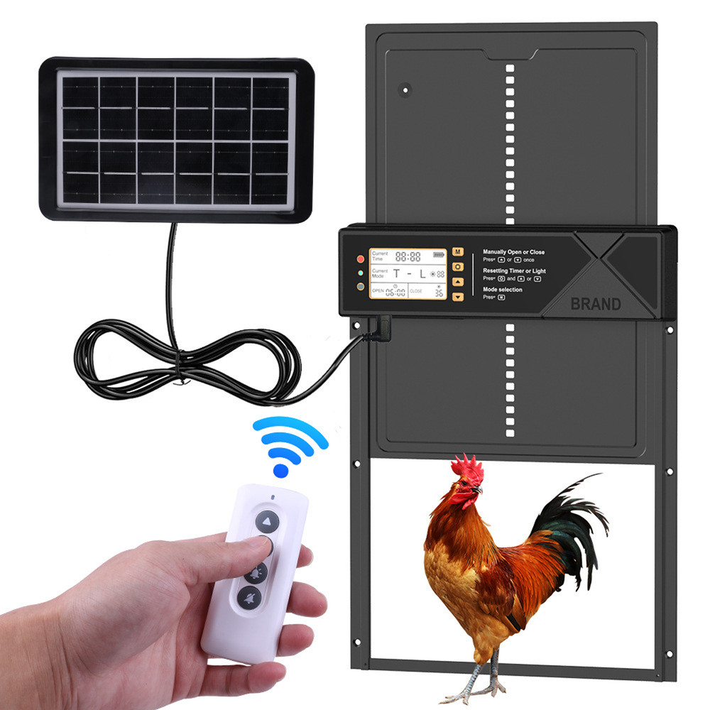 Automatic Solar Power 2000mAh Chicken Coop Door Opener With Timer Sensor Remote
