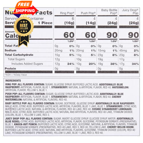 Candy Variety Pack, 18 Count Assorted Lollipops, Bulk 18 Count, Blue