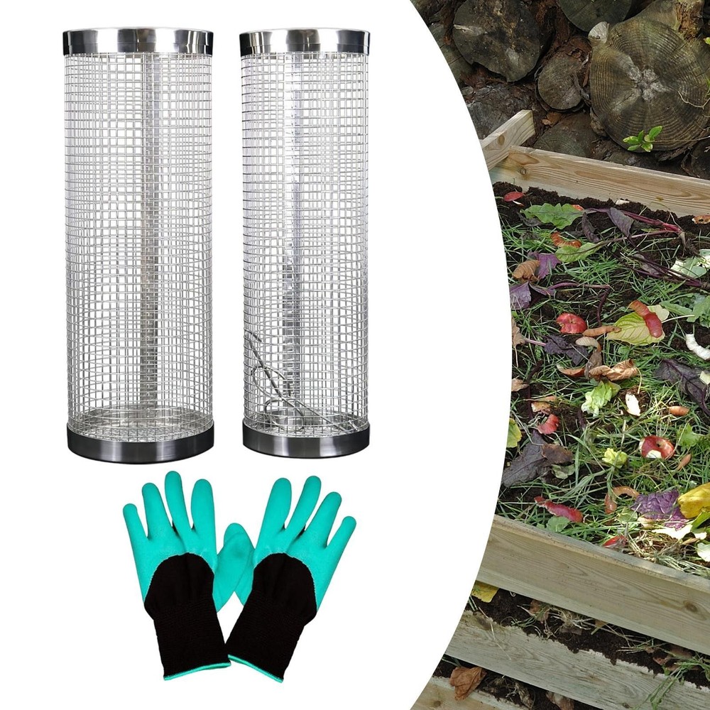 Outdoor Garden Compost Bin Round Metal Worm Composter Efficient Compost