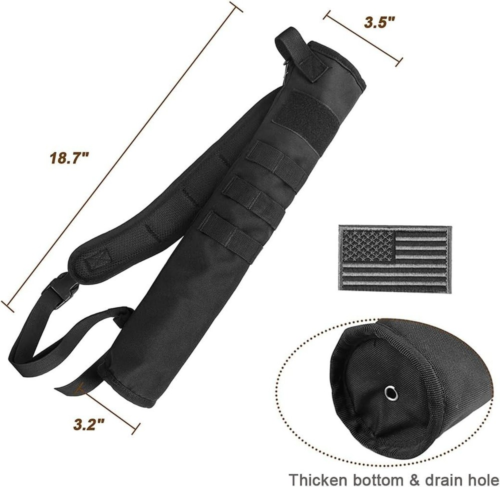 Stylish Black Polyester Arrow Quiver with Adjustable Strap & Molle System
