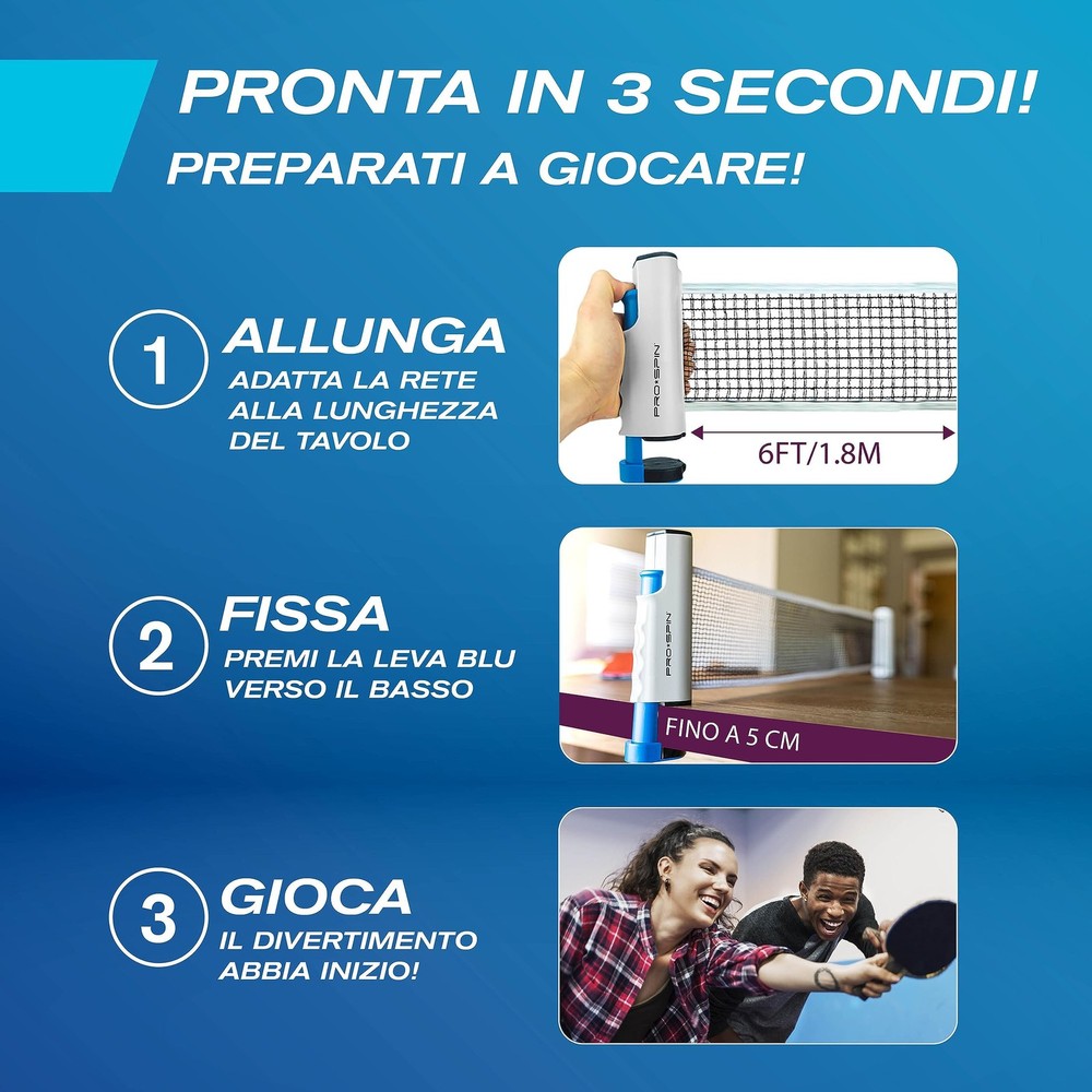 PRO-SPIN Portable Ping Pong Set with 4-Player Set, | Active Red