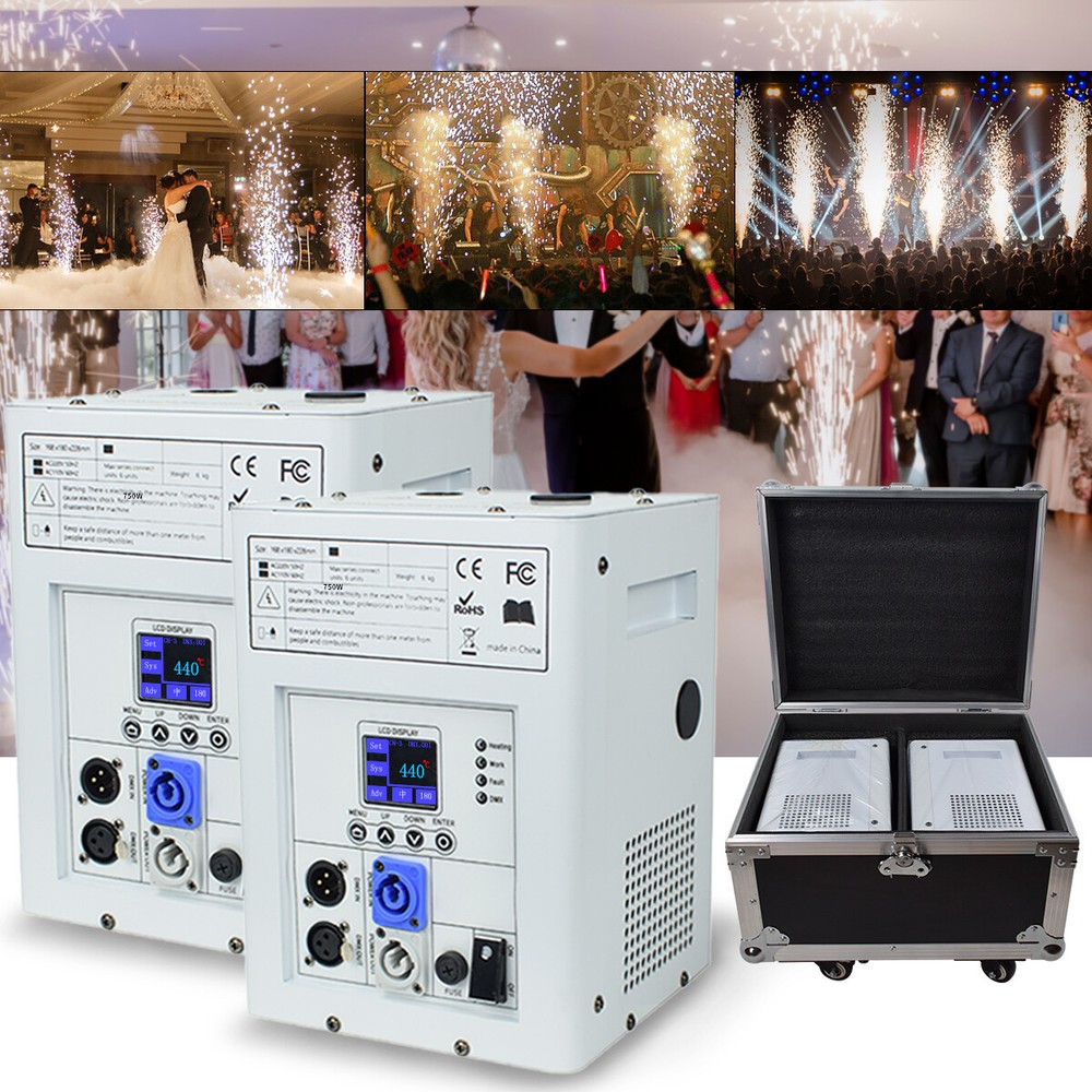 2PCS 750W Cold Spark Machine Stage Effect Firework Machine with Road Case