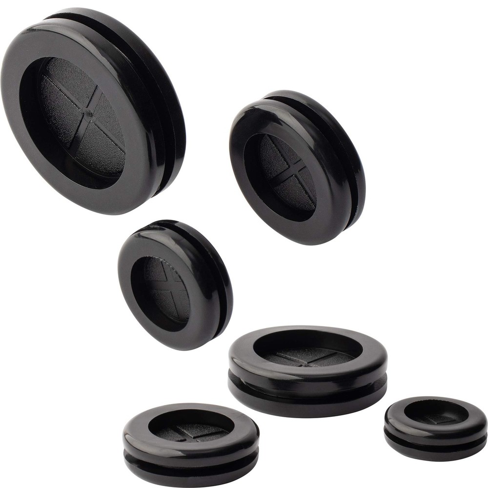 ISPINNER 52pcs 6 Sizes Rubber Grommet, Double Sided Round Hole Black