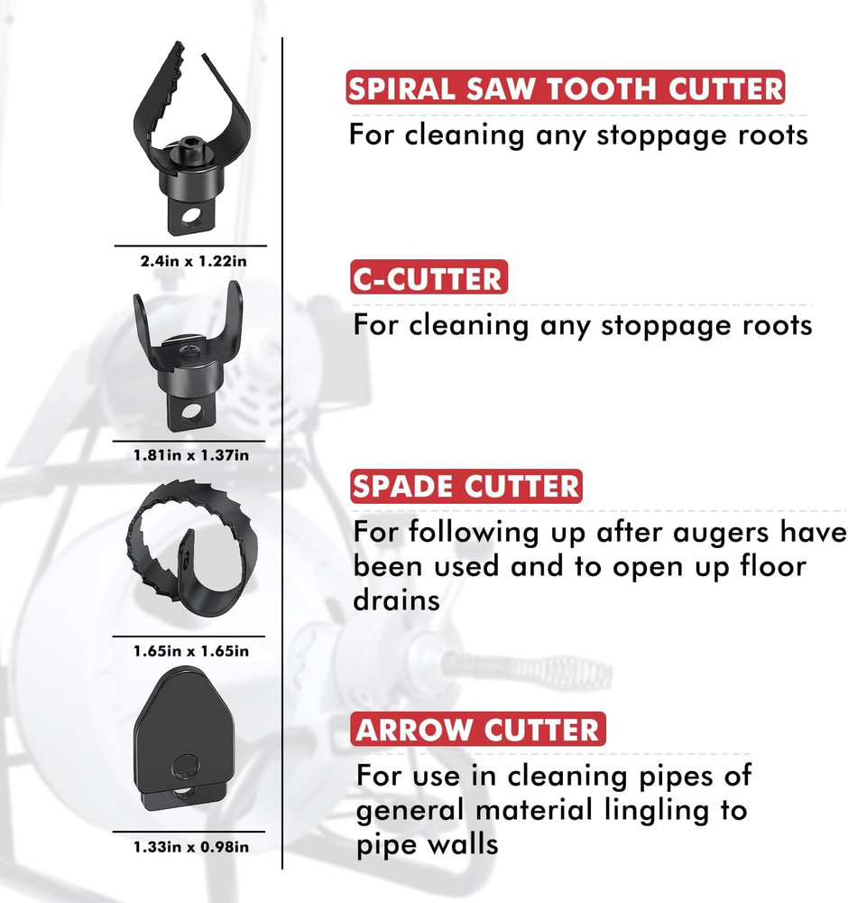 Drain Snake Drill Attachments,8-Piece Drain Cleaner Combination Cutter Heads