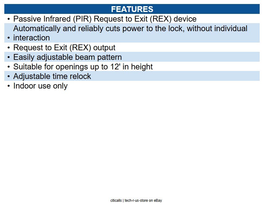 HES XMS2 Request to Exit Motion Sensor - Indoor use only