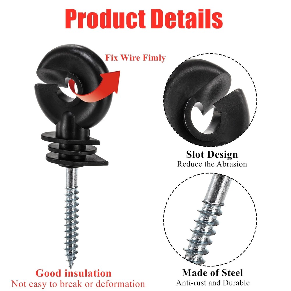 Cididu 120 Pack Electric Fence Insulator, Ring Post Insulator,...