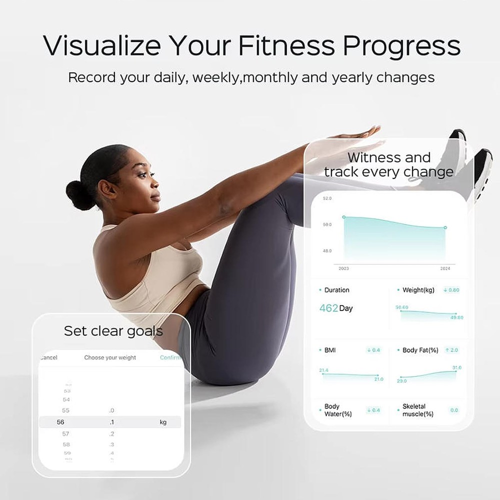 FITDAYS Smart Body Fat Scale, Bluetooth Composition Analyzer, 400lbs Pink, 11...