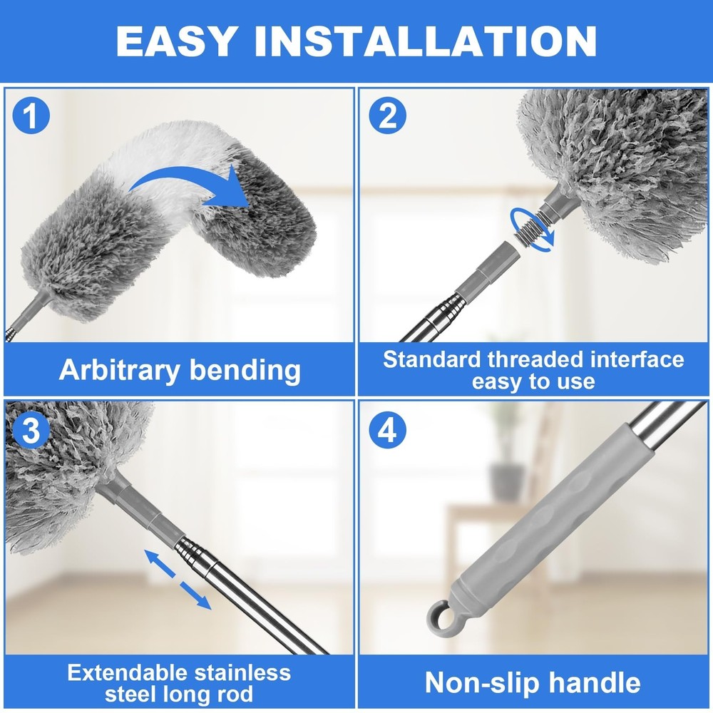 Dusters for Cleaning,Feather Duster with Extension Pole,Ceiling Fan Cleaner D...