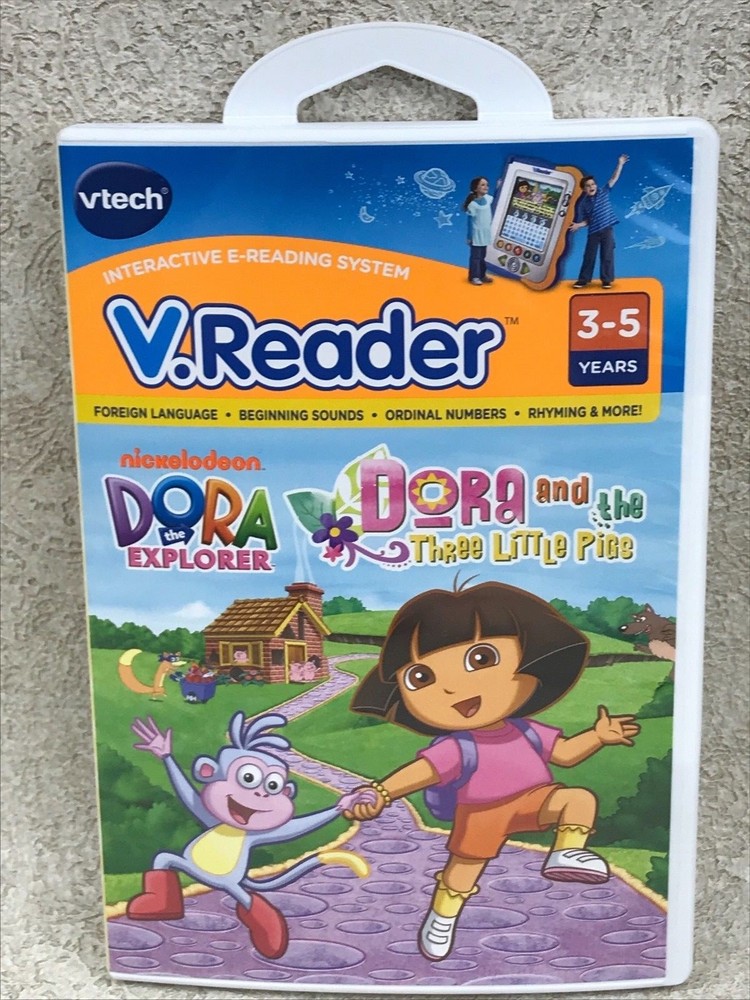 Vtech VReader Dora the Explorer & the 3 Little Pigs 2010 Tested Complete