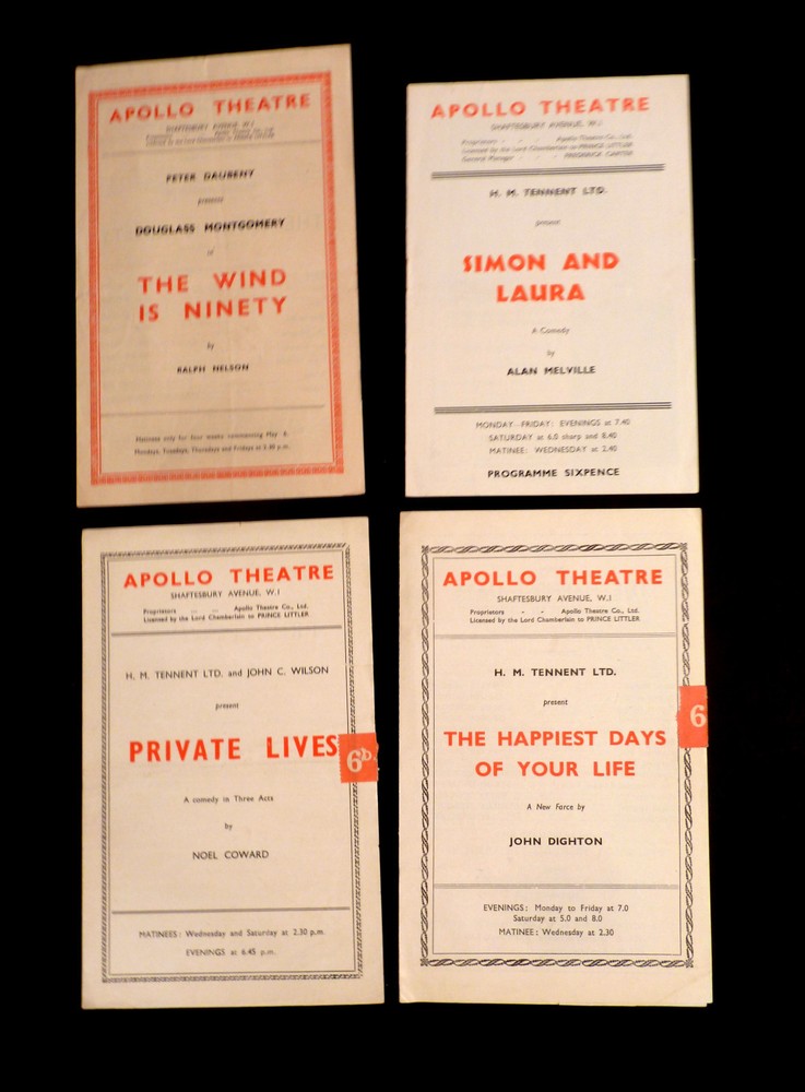 4 x  APOLLO Theatre Programmes - 1940s-50s