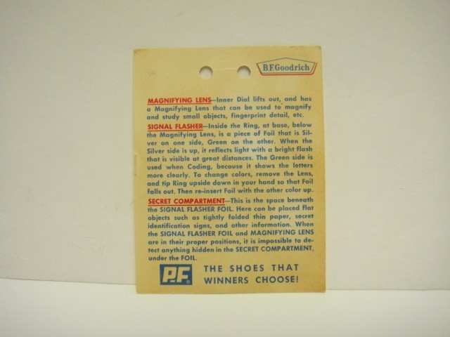 PF FLYERS Premium Jonny Quest Secret Compartment Decoder Ring Card & Banners