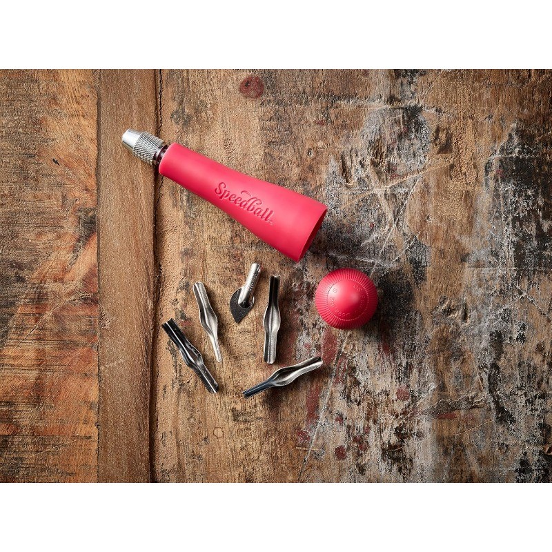 Block Printing Tool Set (4-Piece) - Includes Linocut Carving Tool, Roller Brayer