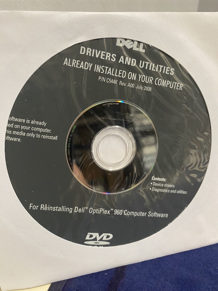 Dell Drivers and Utilities Reinstalling OptiPlex 960 Computer Software CD - 2008