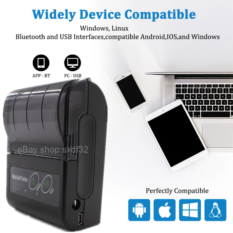 58mm Bluetooth Thermal Receipt For Printer Android IOS Windows Port POS Portable
