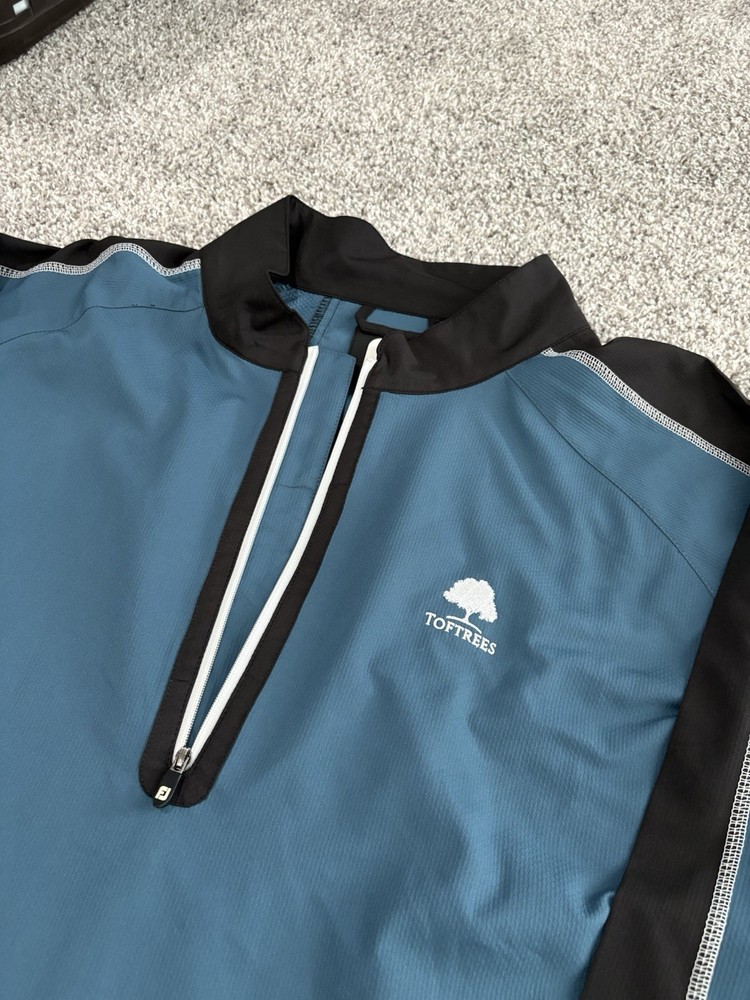 FootJoy Half Zip Pullover Mens Large Blue Performance Long Sleeve Windbreaker