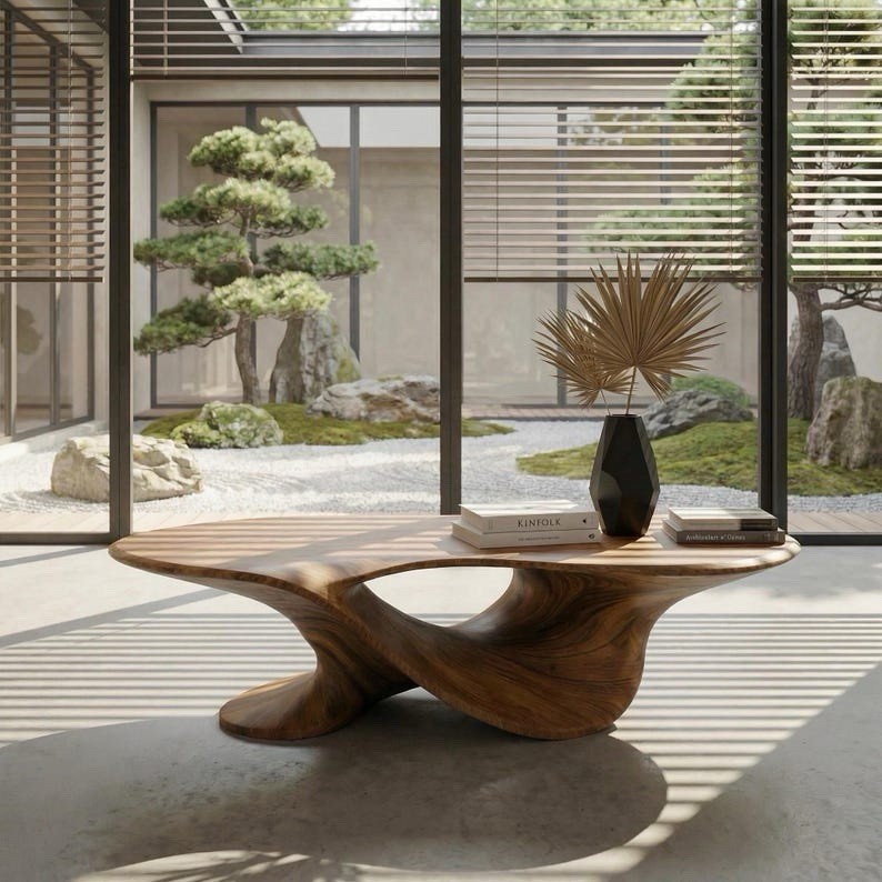 Solid Wood Coffee Table, Hand Carved