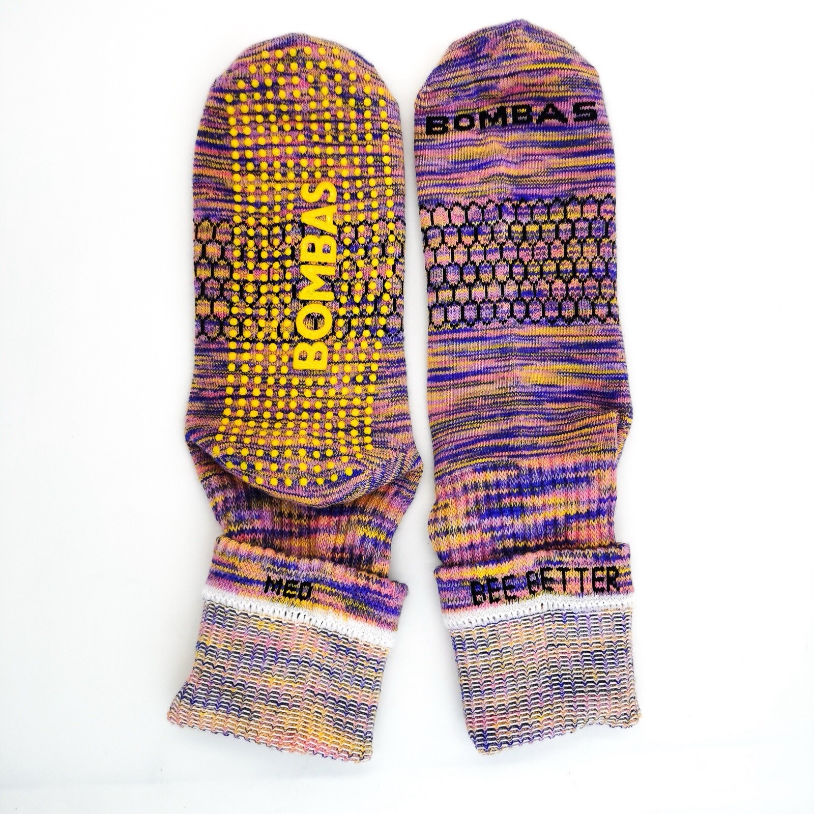 4 pairs BOMBAS Women's Performance Gripper Honeycomb Crew Socks size Small