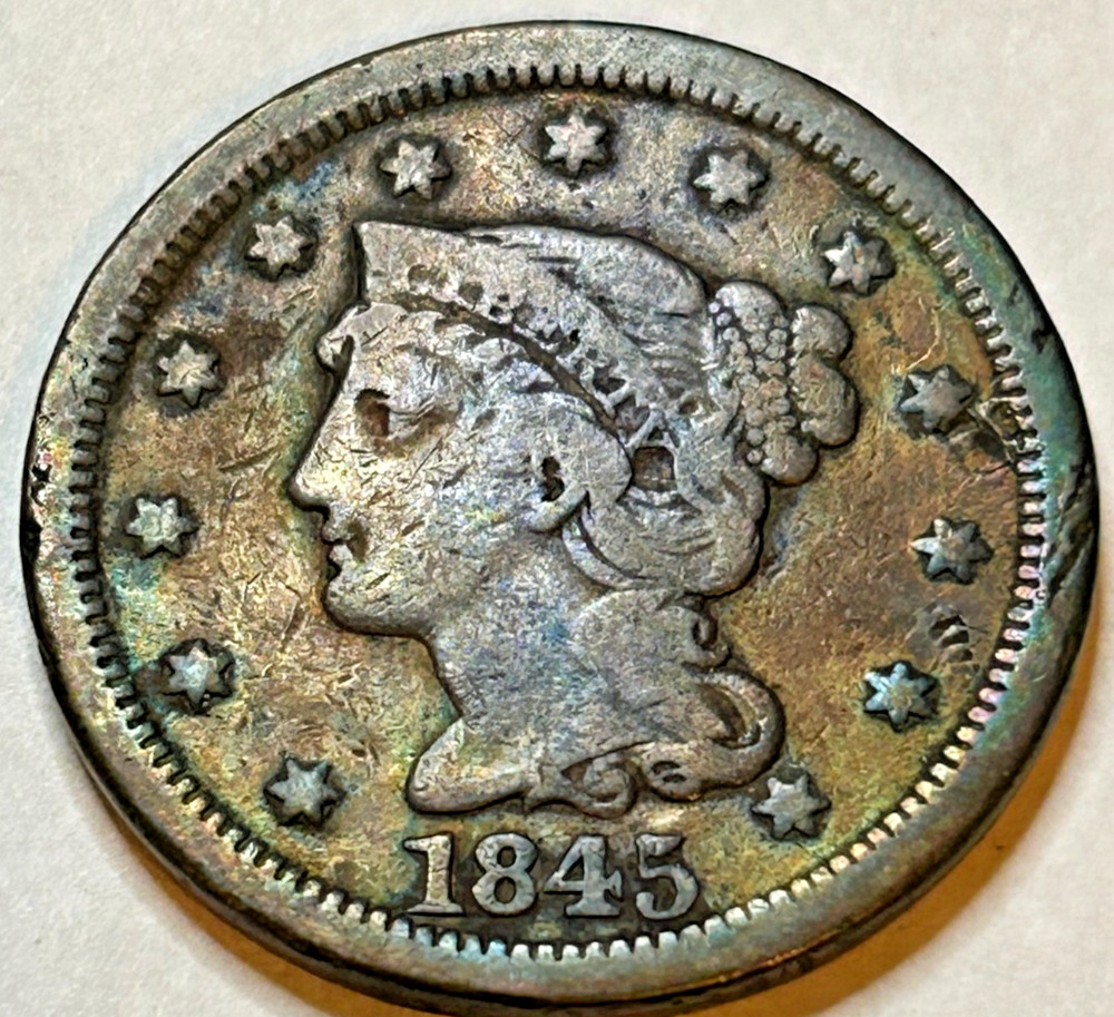1845 Coronet Head Large Cent, Partial Liberty, Good Reverse - B16-37