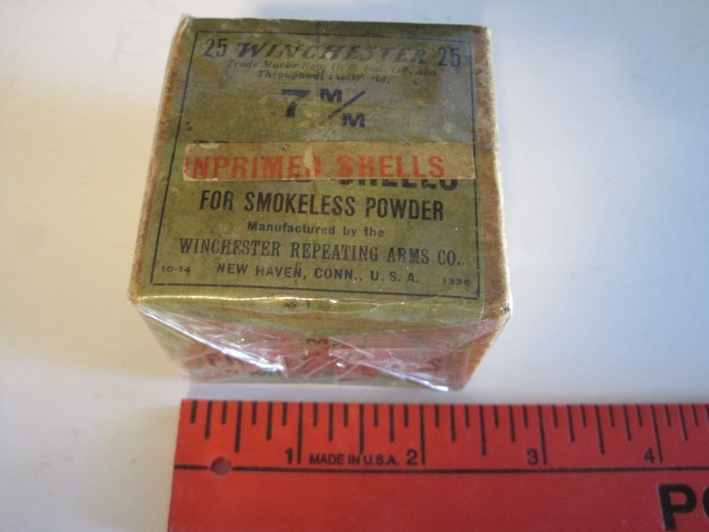 Vintage Winchester 7 m/m Unprimed Shells - Box Is Empty