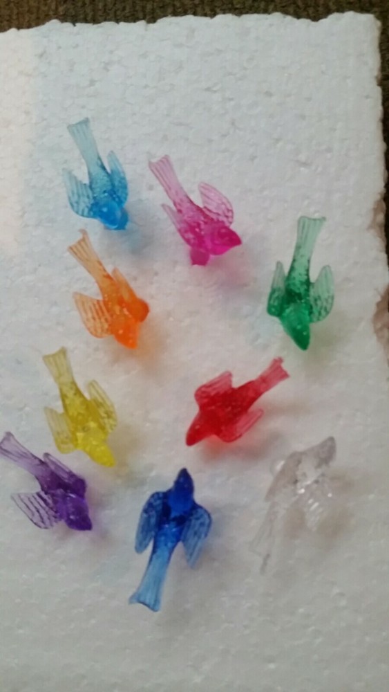 Ceramic Christmas Tree~ Plastic Peg Lights~ Non-Electric Assorted BIRD lights 25