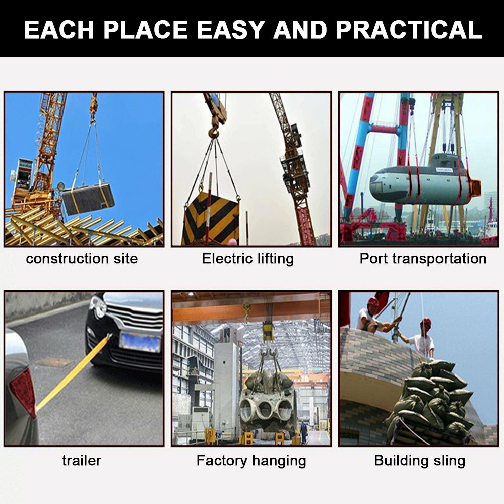 2Pack 6ft x 2in Lifting Sling Straps with Heavy Duty Flat Loops 10000LBS Nylon