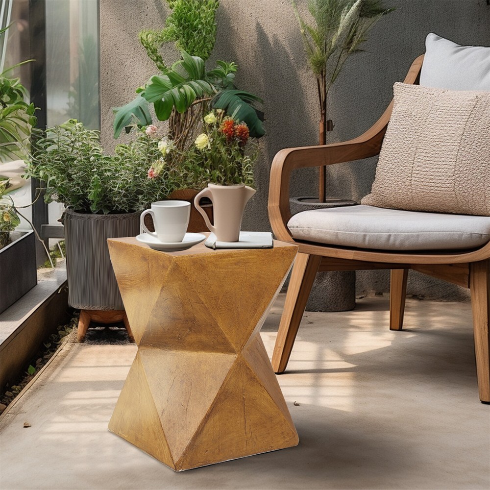 Burlywood Geometric Sofa Side Table for Cafe Coffee End Table Durable Concrete