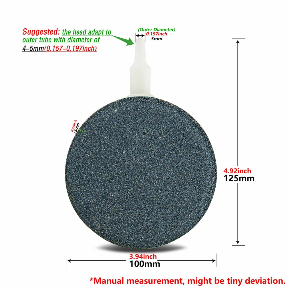 Air Stone Bubble Ceramic Disc Aquarium Hydroponics Oxygen Diffuser 100mm/4"-4pcs
