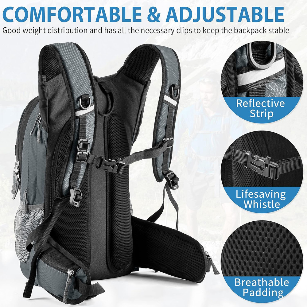 Hydration Backpack Insulated Pack with 2.5L BPA Free Bladder: Water Backpack for
