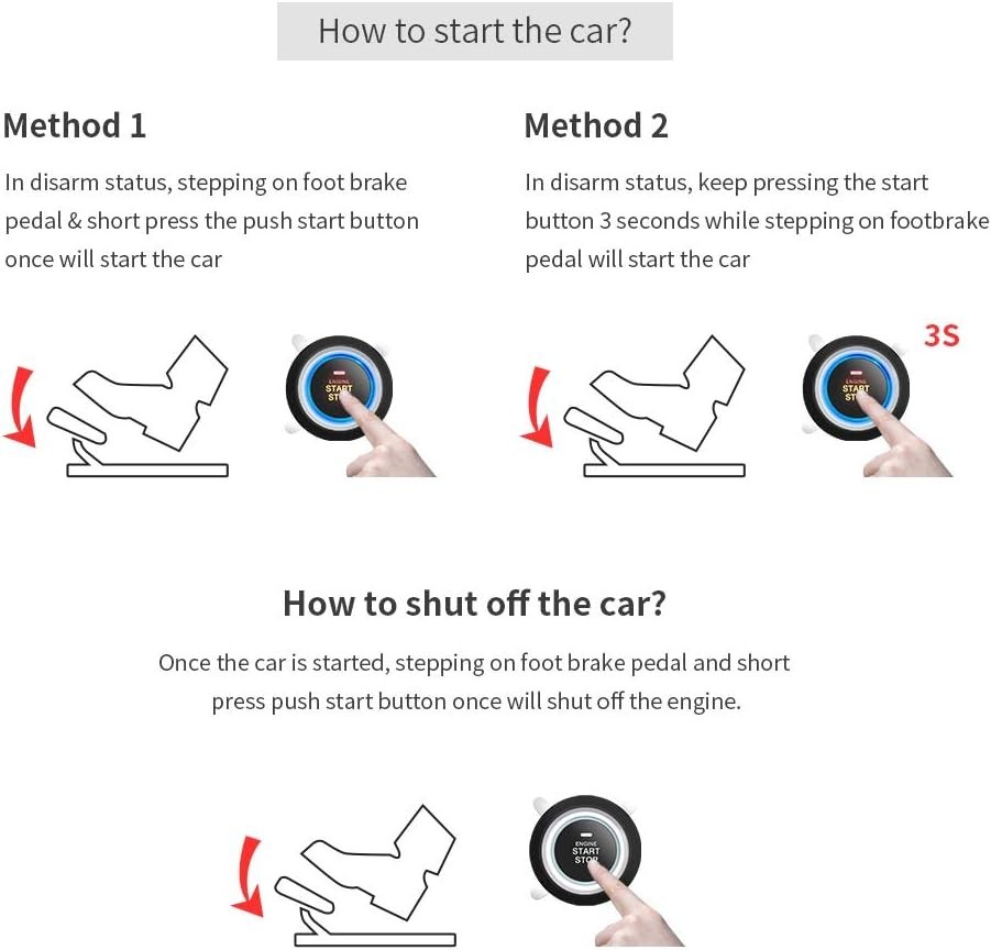 Smart Key PKE Passive Keyless Entry Car Alarm System Push Start Button Remote...