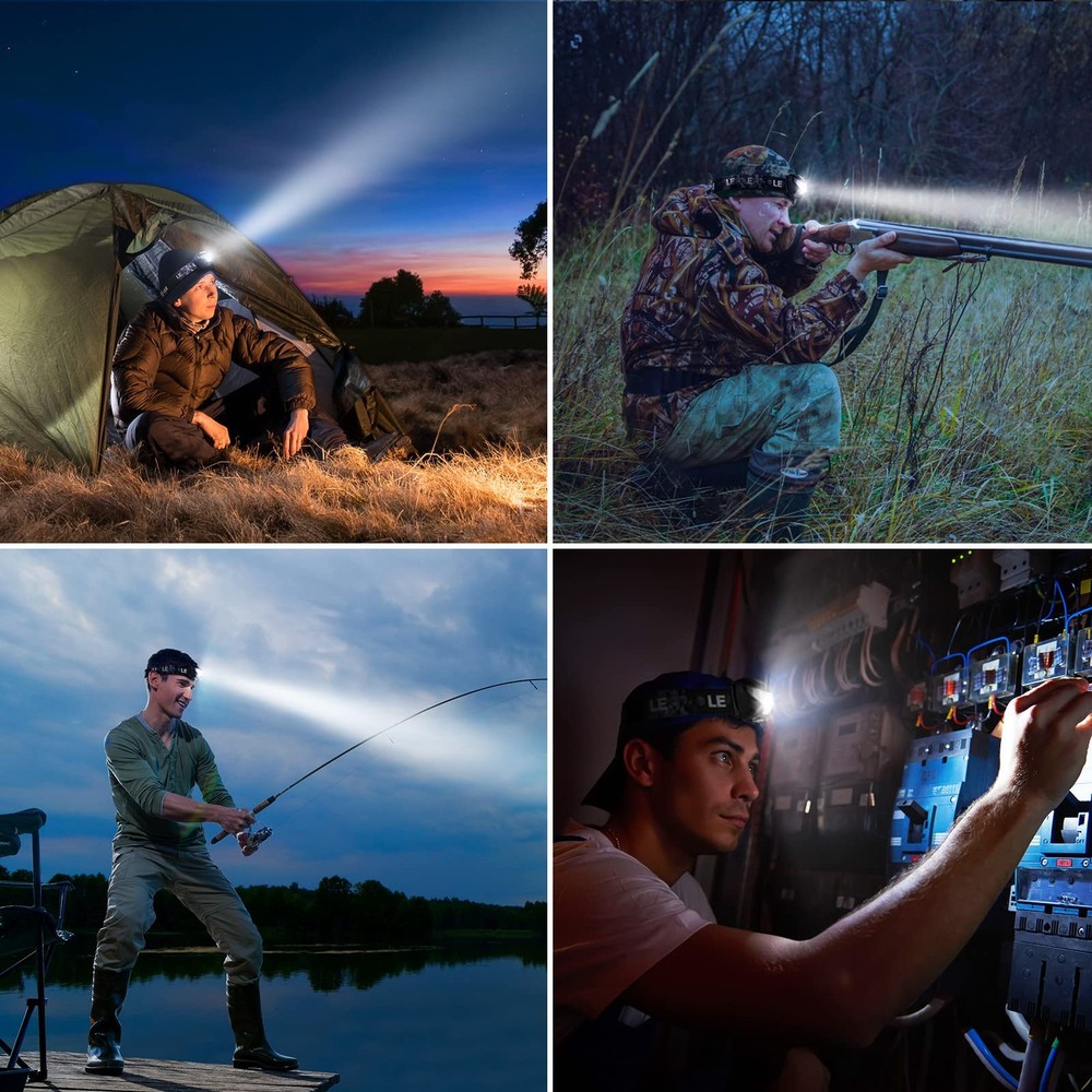 Headlamp USB Type C Rechargeable COB LED Bright Hard Hat Light, with Red Light