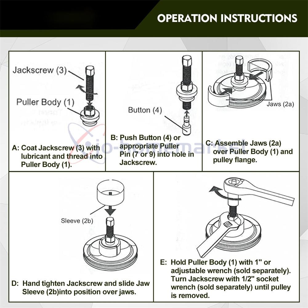 13PCS Power Steering Pump Pulley Puller Remover & Alternator Installer Tool Kit