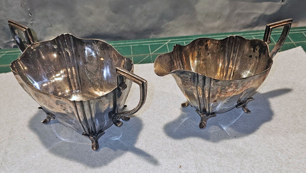 Antique WS&S (William Suckling & Sons) Silverplate Cream & Sugar #793, England