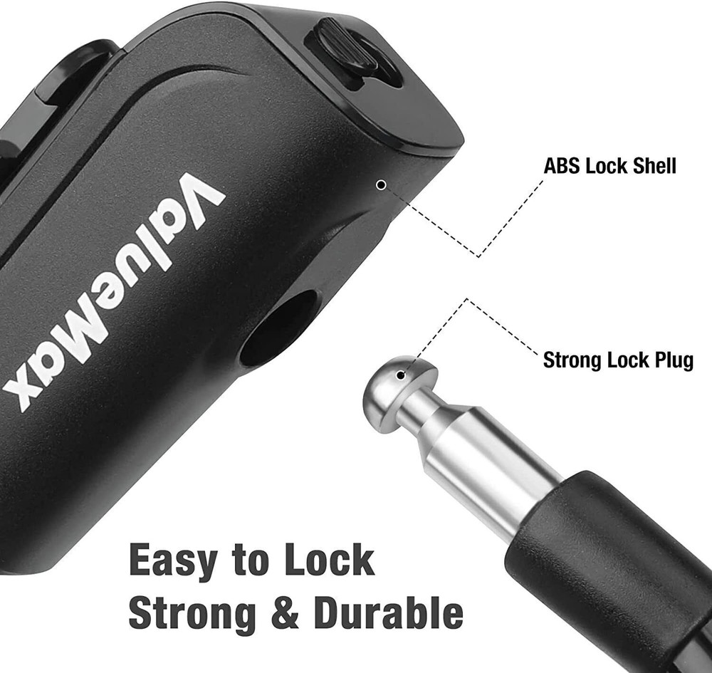 ValueMax Cable Bike Lock 4FT Stainless Keys ABS Lock Shell Secure Mount Bracket