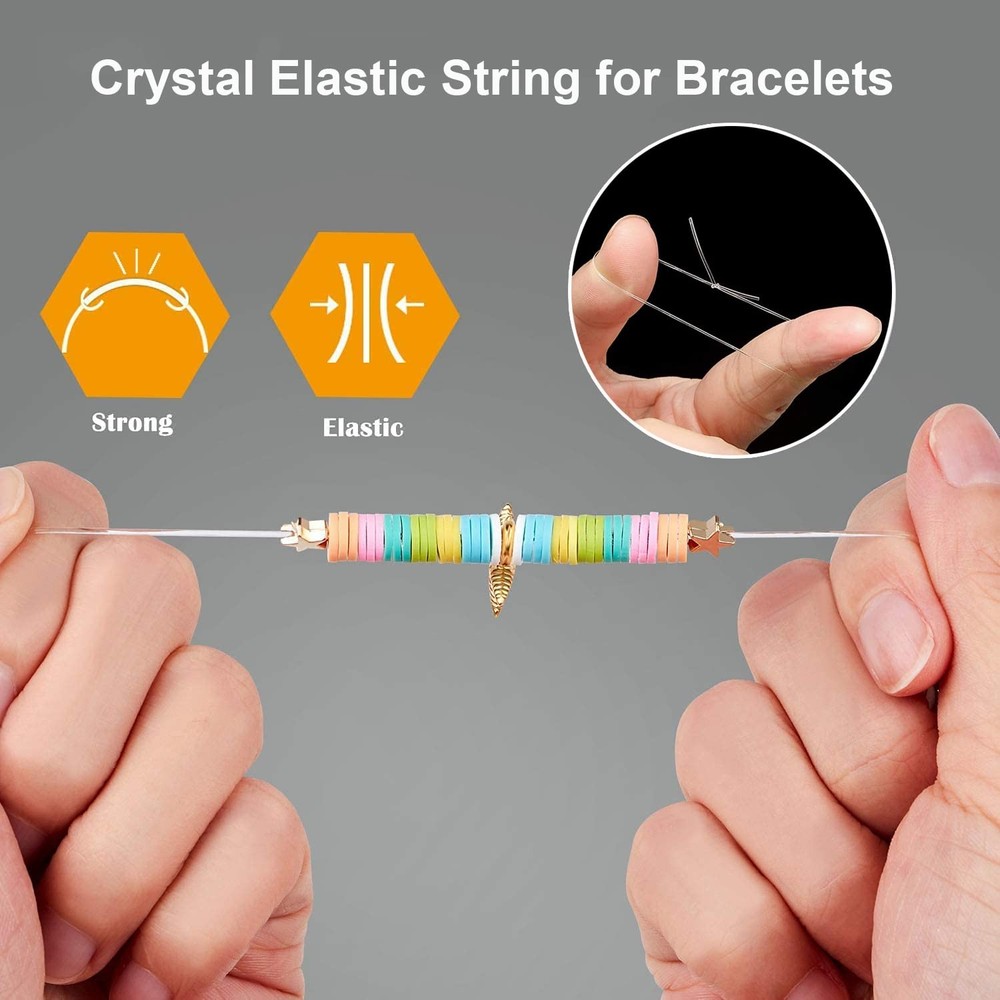 0.8mm Bracelet String Elastic, QBJAYTY Clear Elastic 0.8mm, White (Clear)