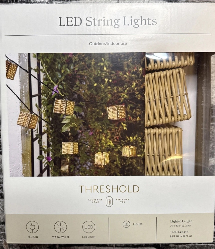 Threshold Led Wicker 7 Ft 6 Inch String Lights Indoor/outdoor basket lights