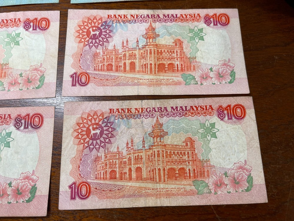 Early Malaysia 1 & 10 Ringgit 6 Banknotes Lot