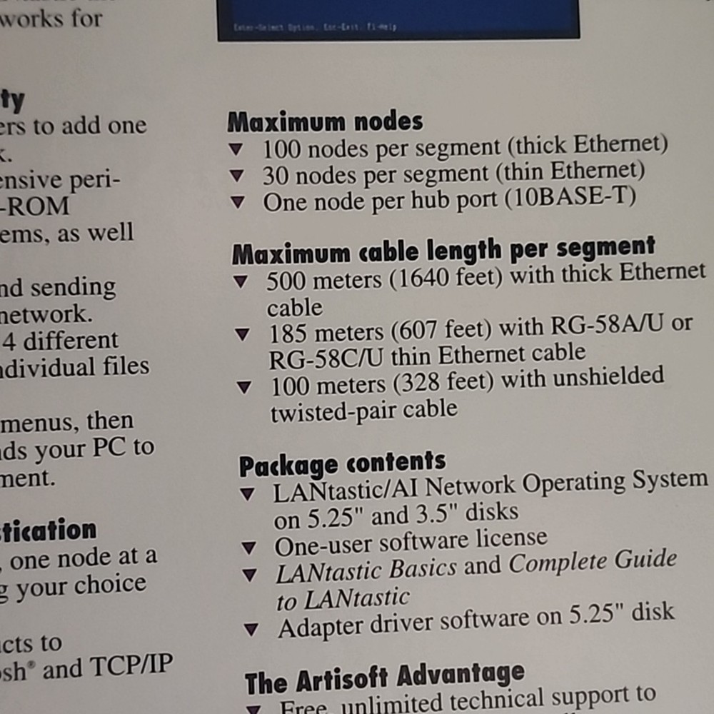 Artisoft LANtastic 5.0 AI Network Single Node Operating System Software Kit
