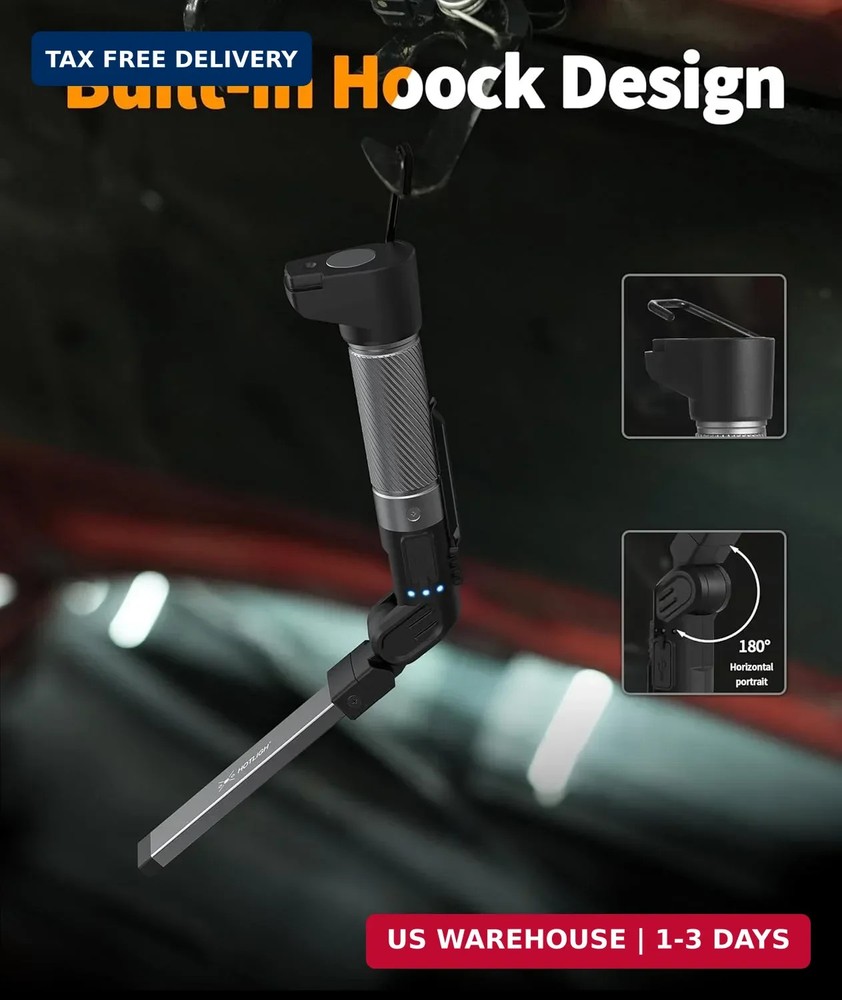 Magnetic Work Light - 800 Lumens Rechargeable Work Light with Multifunctional Fo