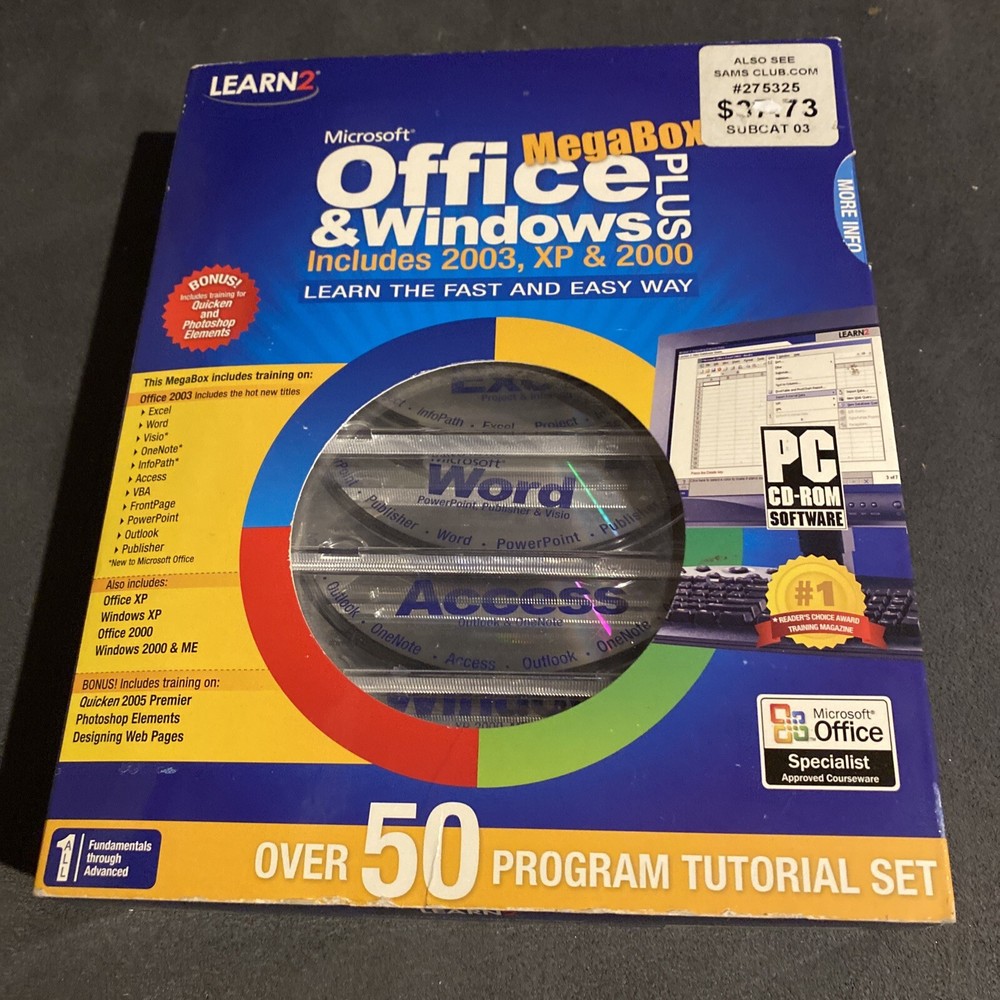 NOS Learn2 Microsoft Office & Windows Plus MegaBox Includes 2003, XP, & 2000