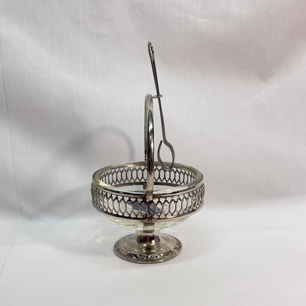 VTG 1956 Silverplate Sugar Server ABRAplate Glass Insert England 3.5"Dia x4.5"H