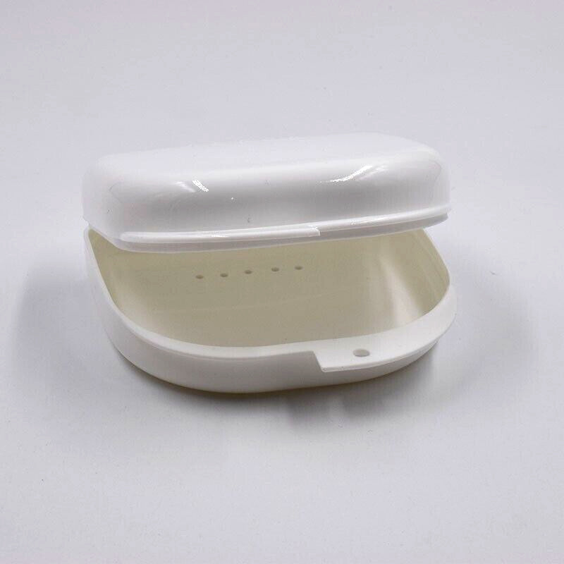 Dental Plastic Retainer Denture Storage Case Box Mouthguard Container White