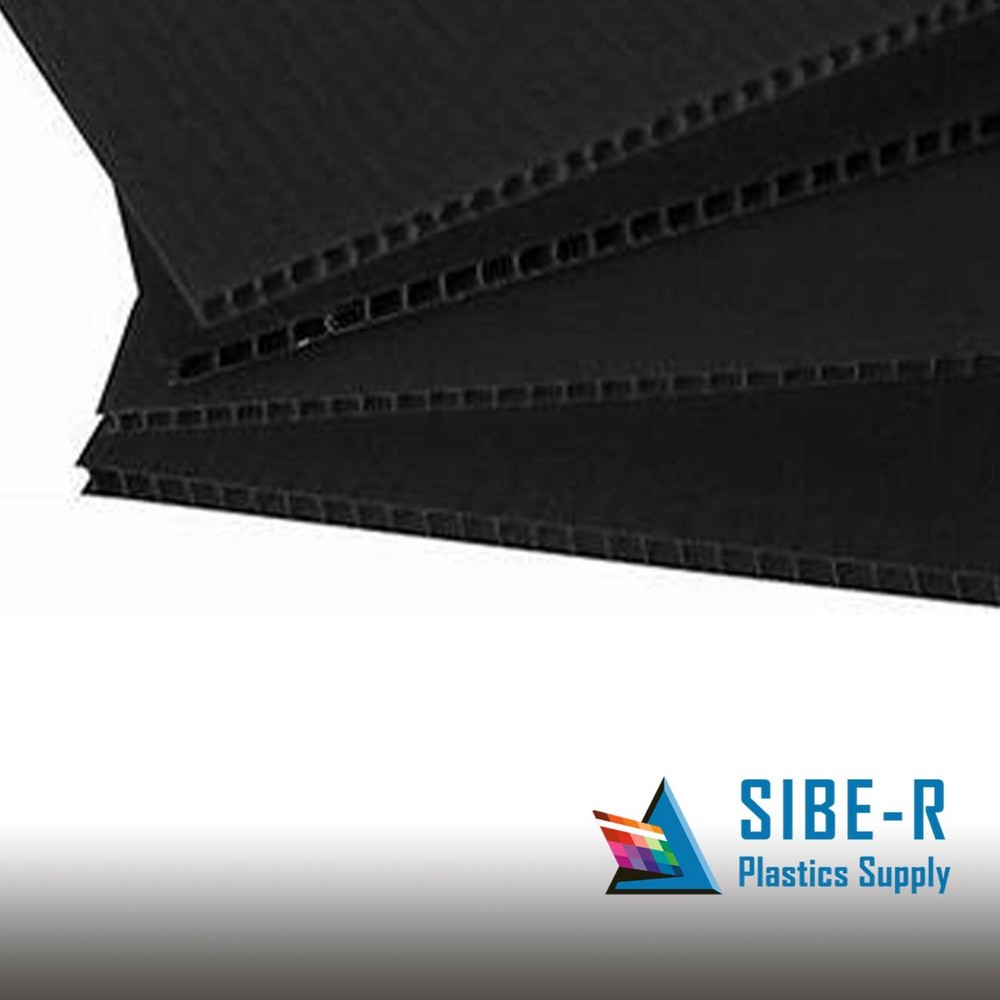 (5-Pack) Corrugated Sign Blank Sheets - 4mm Thick -Black - 18"x24" - Vertical
