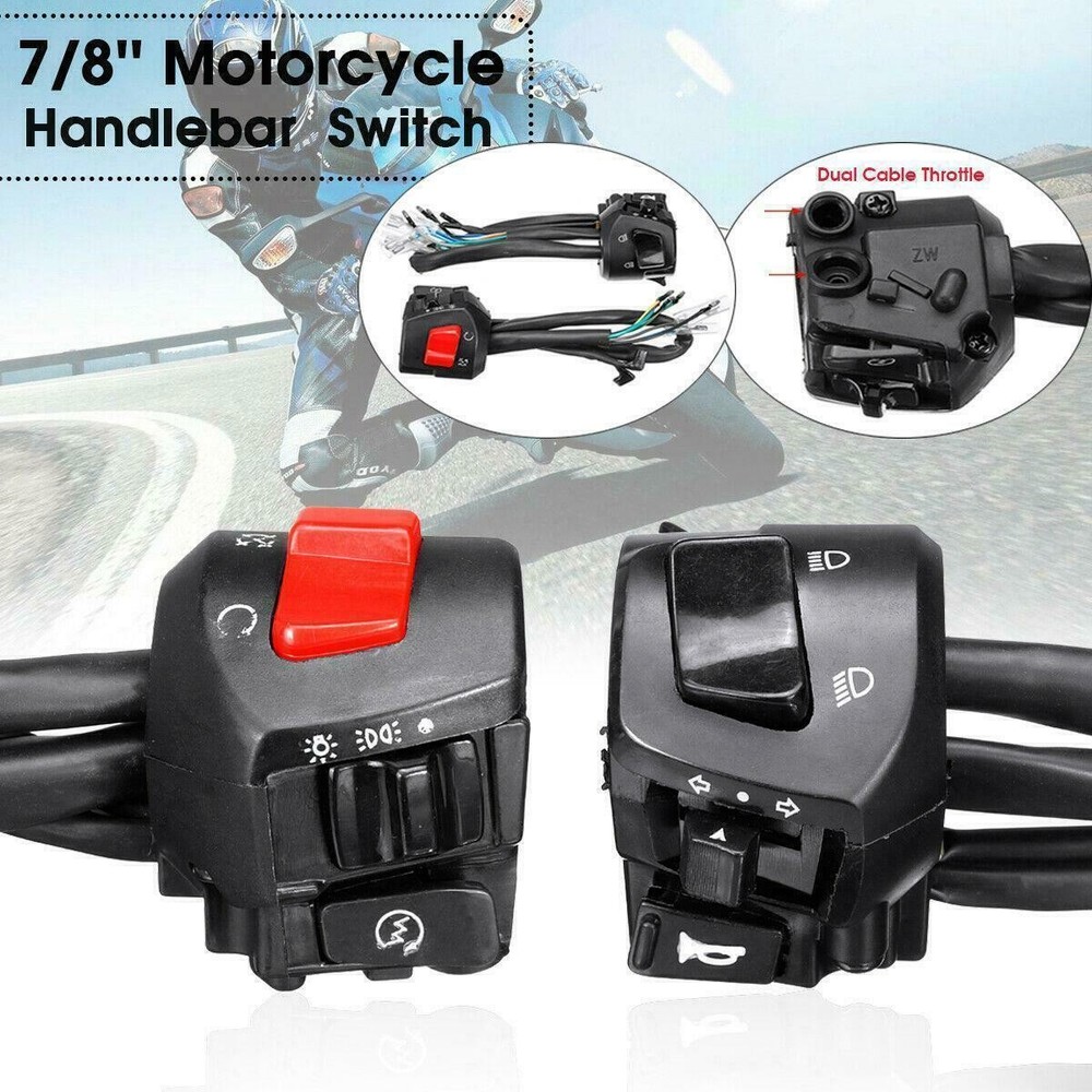 7/8" Universal Motorcycle 22mm Handle bar Switch Gear Control Light Indicator #