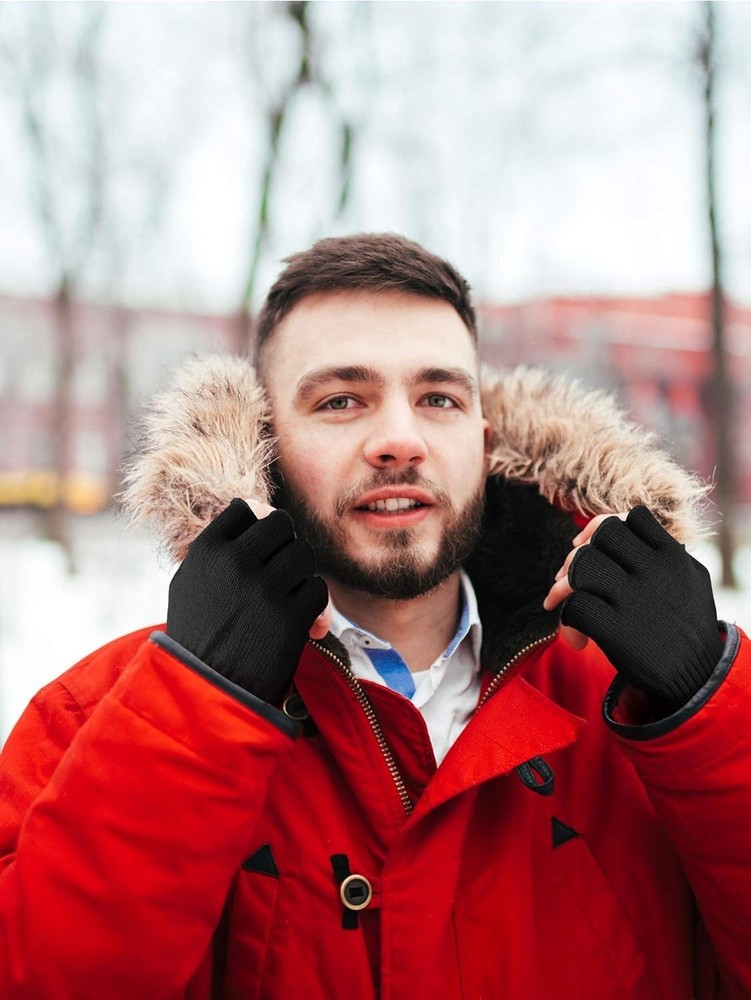 Winter-Ready Half Finger Knit Gloves - 3 Pairs for Comfort & Functionality