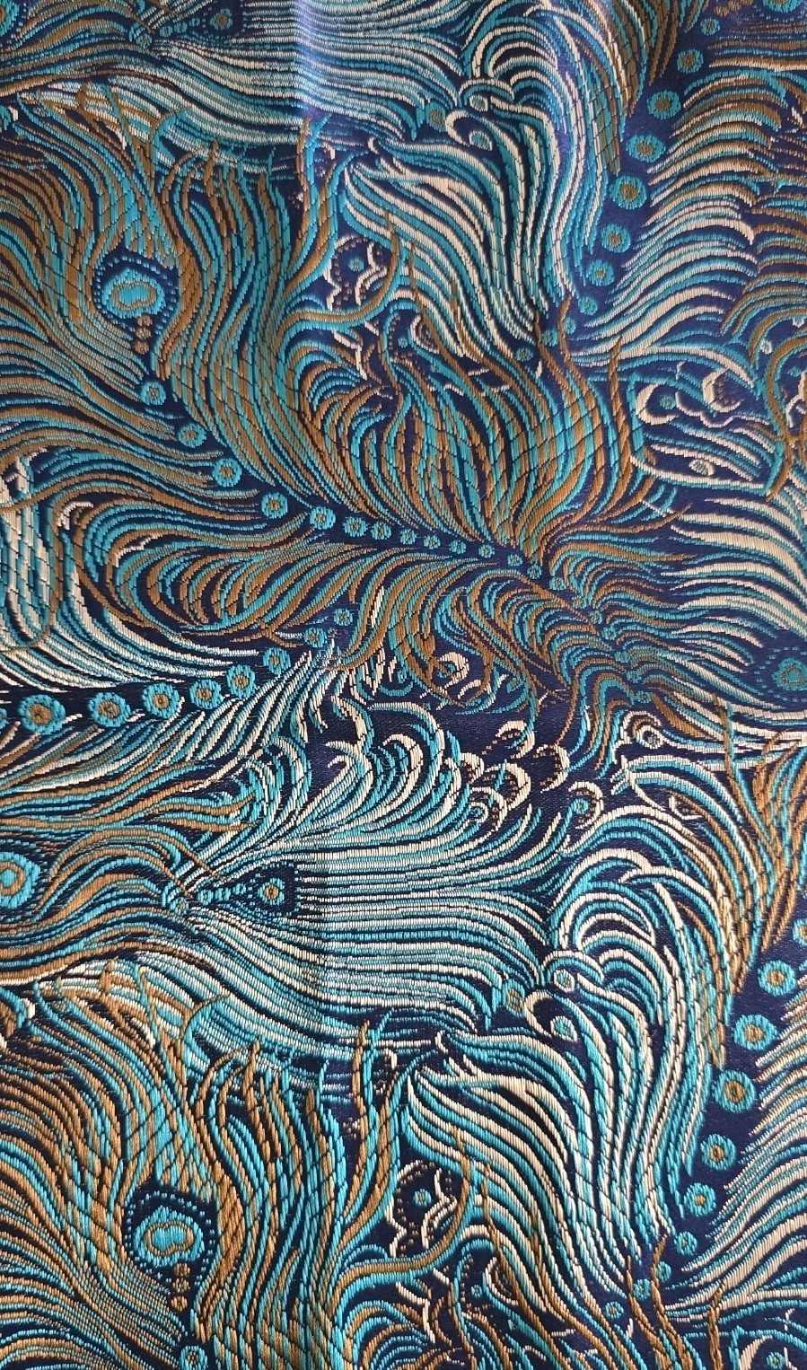 Peacock Feather Inspired Dining Table Linens BROCADE Viscose Fabric Set of 6 USA