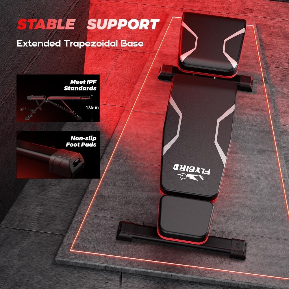 Adjustable Weight Bench with Headrest 750LBS Weight Capacity