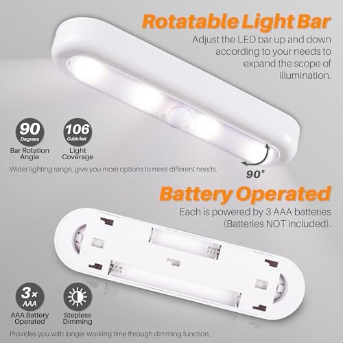 3 Pack 7” Dimmable Push Tap 7 inch, Push Control 3 Color Modes & Dimmable