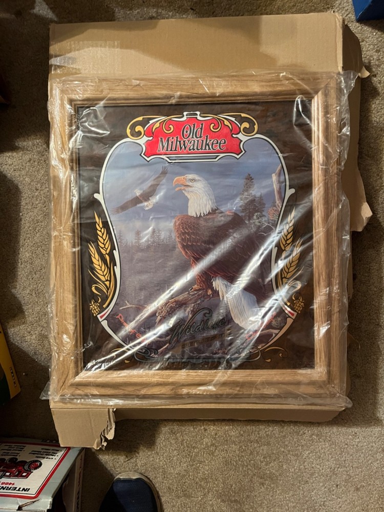 old milwaukee beer mirror eagle brand new